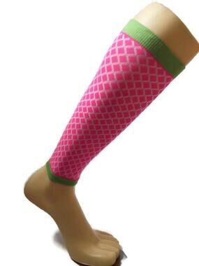 Pink Green Open Toe Compression Socks Calf Sleeves XS S Diamond Pattern
